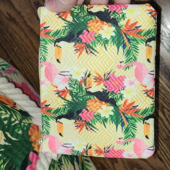 Large canvas tropical bird tote bag NWT - Picture 5 of 8